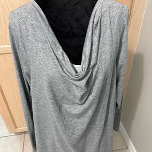 Livi Active Heather Gray Drape Back Long Sleeve Top
